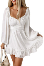Load image into Gallery viewer, Women&#39;s ruffled knee-length skirt slim high waist long sleeve dress