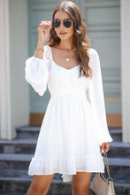 Load image into Gallery viewer, Women&#39;s ruffled knee-length skirt slim high waist long sleeve dress