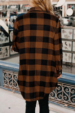 Load image into Gallery viewer, Lapel plaid shirt women&#39;s mid-length long-sleeved autumn and winter coat