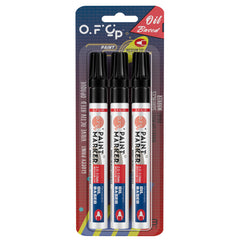 OFC-P Oil-Based Permanent Paint Marker Pen,Medium Tip-Quick Drying and Waterproof Marker Pen for Metal, Rock Painting, Wood, Fabric, Plastic, Canvas, Mugs,Pack of 3