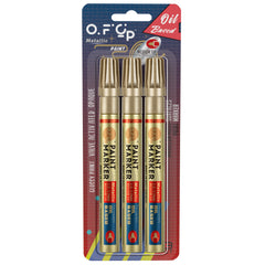 OFC-P Oil-Based Permanent Paint Marker Pen,Medium Tip-Quick Drying and Waterproof Marker Pen for Metal, Rock Painting, Wood, Fabric, Plastic, Canvas, Mugs,Pack of 3