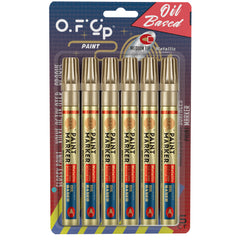 OFC-P Oil-Based Permanent Paint Marker Pen,Medium Tip-Quick Drying and Waterproof Marker Pen for Metal, Rock Painting, Wood, Fabric, Plastic, Canvas, Mugs,Pack of 6