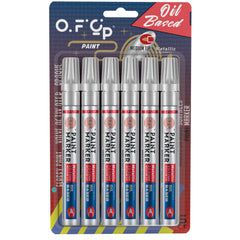 OFC-P Oil-Based Permanent Paint Marker Pen,Medium Tip-Quick Drying and Waterproof Marker Pen for Metal, Rock Painting, Wood, Fabric, Plastic, Canvas, Mugs,Pack of 6